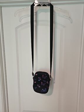 Black Butterfly Print Like dreams Crossbody Bag - Small Women's Shoulder Bag